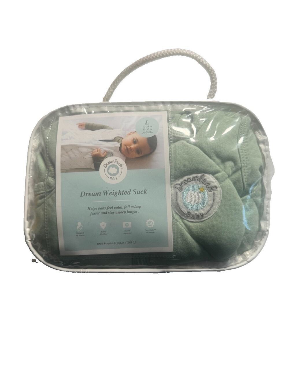 Dreamland Baby Dream Weighted Sack Large 12-24M Sage Green 20-28 lb 0.6 TOG